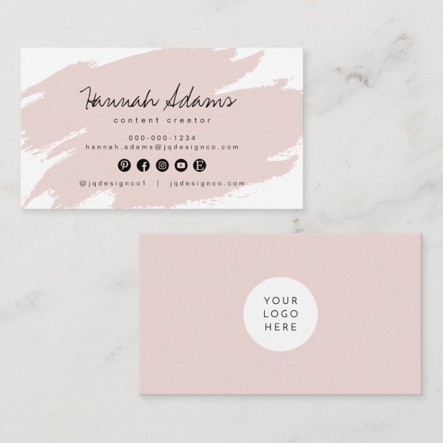 GRETCHEN | Blush Smudge Modern Small Makeup Brand Business Card (Front/Back)
