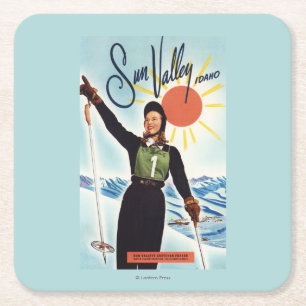 Gretchen Fraser Advertisement Poster Square Paper Coaster