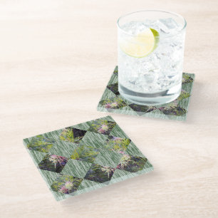 Grevillea: Embracing Nature's Diamond Patterns, Glass Coaster