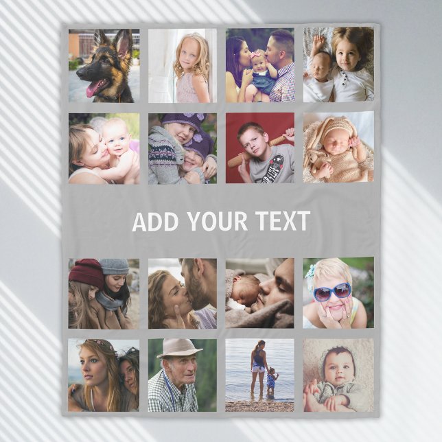 Grey 16 Photo Collage Fleece Blanket (Creator Uploaded)