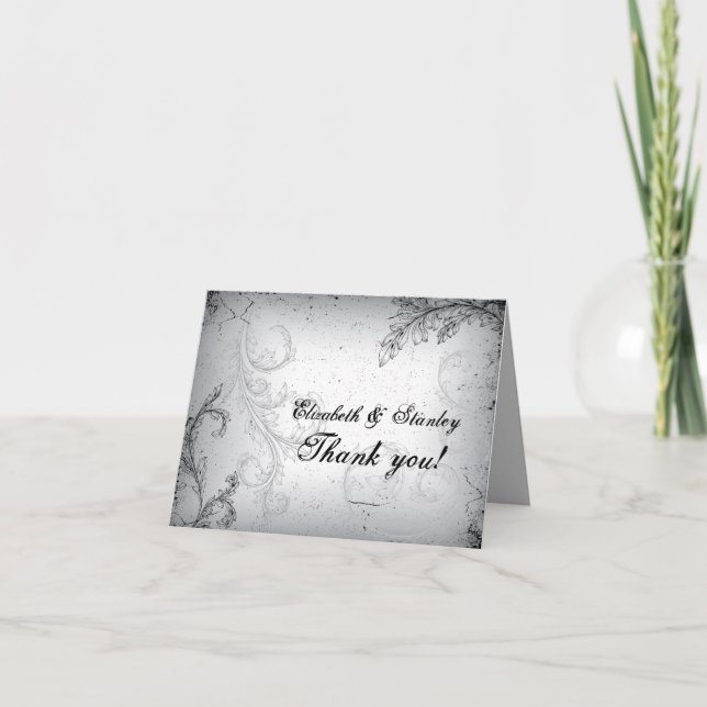 Grey 25th silver wedding anniversary Thank You (Front)