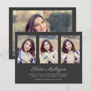 Grey 4 Photo Graduation Save Date Announcement