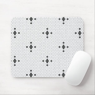 Grey 4-pointed star Faux Penny Tile Hexagon Tile Mouse Mat