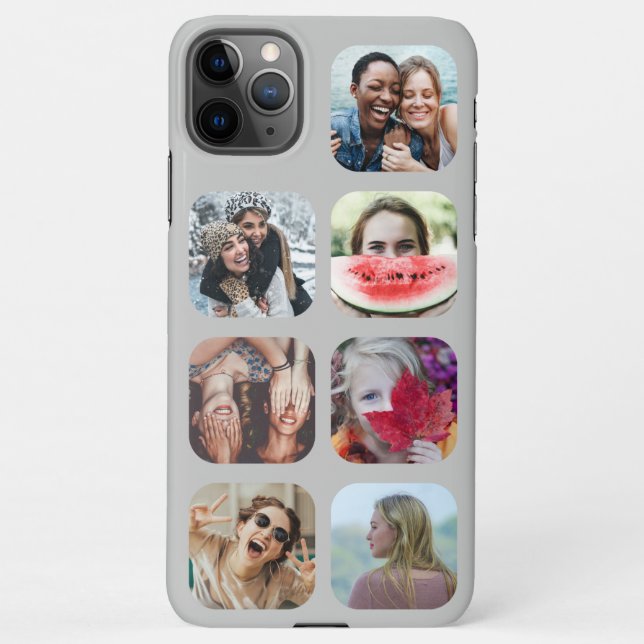 Grey 7 Photo Collage Template iPhone Case (Back)
