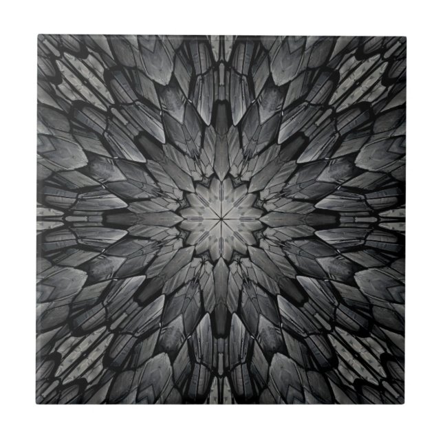 Grey 8 pointed star geometric stone mosaic  tile (Front)