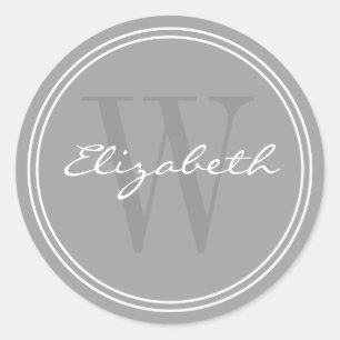 Grey A0 Name Monogram Envelope Seals