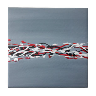 Grey abstract art red and black tile