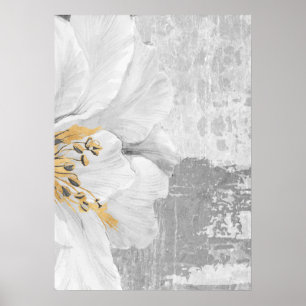 Grey Abstract Botanical Painting Wall Art Poster