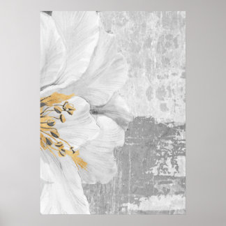 Grey Abstract Botanical Painting Wall Art Poster