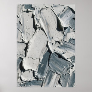 Grey Abstract Impasto Art Print Palette Knife Te