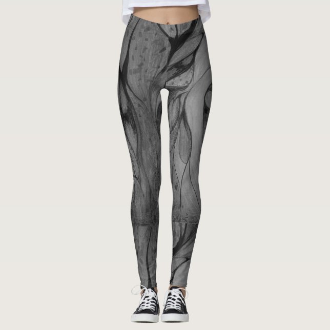 Grey abstract leggings (Front)