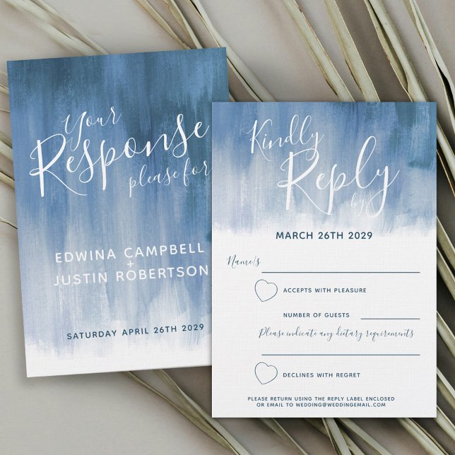 Grey abstract modern art wedding reply RSVP Invitation (Creator Uploaded)
