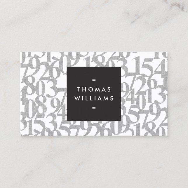 Grey Abstract Numbers for Accountants, Accounting Business Card (Front)