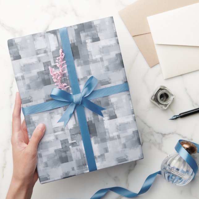 Grey Abstract Paint  Wrapping Paper (Gifting)
