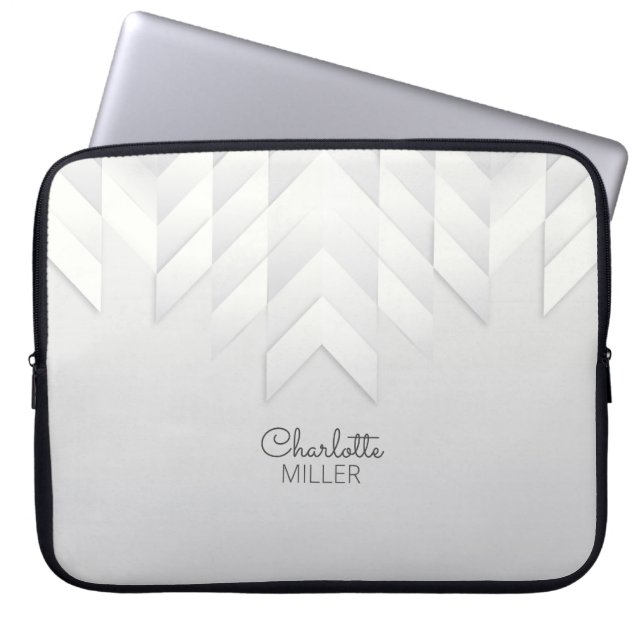 Grey Abstract Pattern with Custom Name Laptop Sleeve (Front)