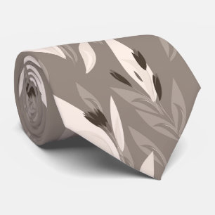 Grey abstract red retro flower pattern tie