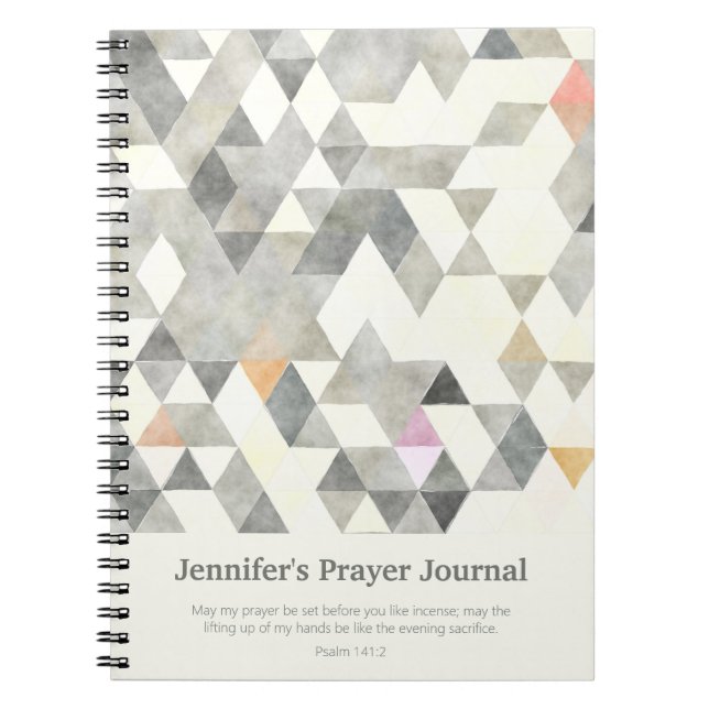 Grey Abstract Triangles Custom Prayer Journal (Front)