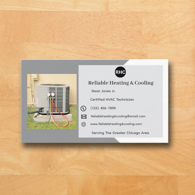 Grey AC Unit Heating Cooling Hvac Business Card (Grey AC Business Card )