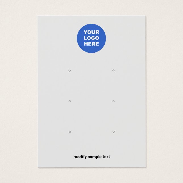 Grey Add Your Logo Three Hole Earring Display Card (Front)