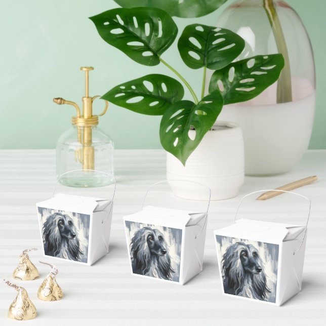 Grey Afghan Hound Portrait Favour Box (Multiple)