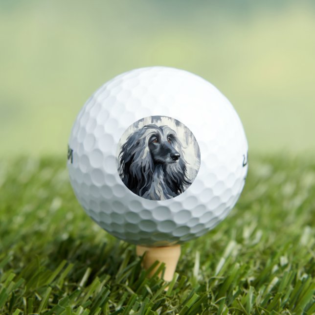 Grey Afghan Hound Portrait Golf Balls (Insitu Tee)