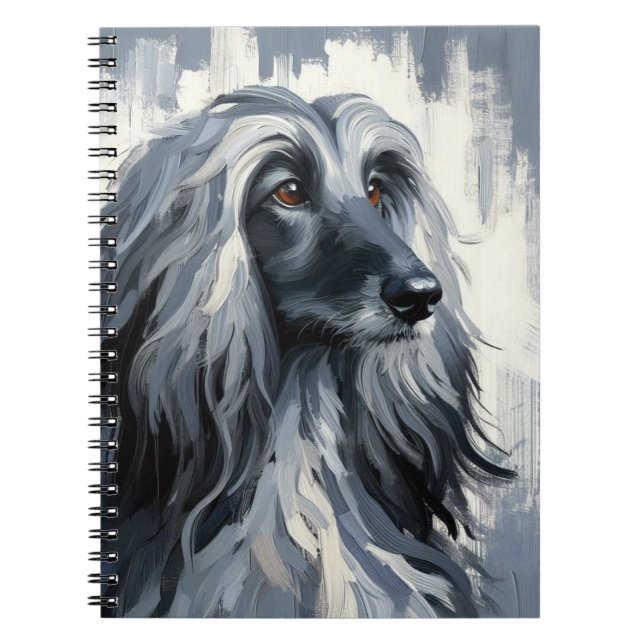 Grey Afghan Hound Portrait Notebook (Front)