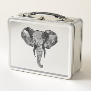 Grey African Elephant Metal Lunch Box