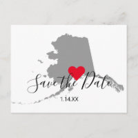 Grey Alaska Map Shape Save the Date