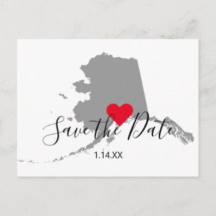 Grey Alaska Map Shape Save the Date Postcard