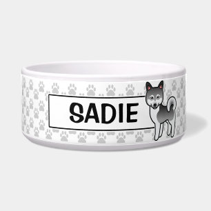 Grey Alaskan Klee Kai Dog Cartoon Illustration