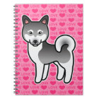 Grey Alaskan Klee Kai Dog Love Illustration Pink