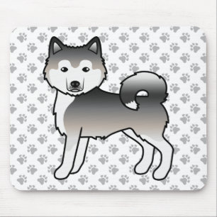 Grey Alaskan Malamute Cute Cartoon Dog Mouse Mat