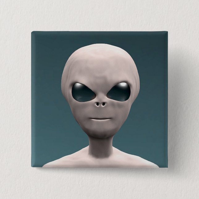 Grey Alien 15 Cm Square Badge (Front)