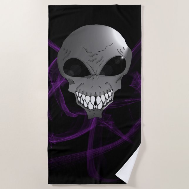 Grey alien Beach Towel (Front)