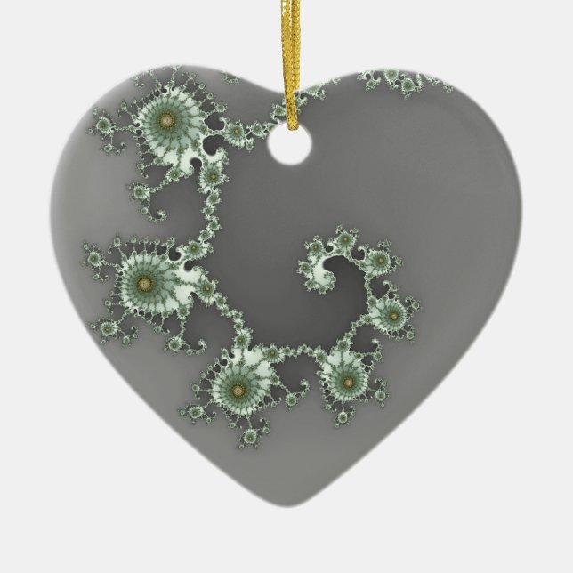 Grey Alien Christmas Fractal Ceramic Tree Decoration (Front)