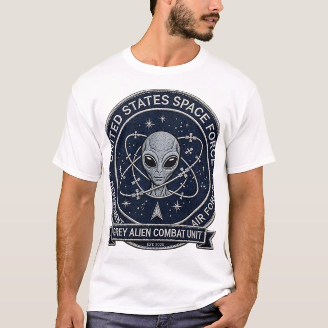Grey Alien Combat Unit T-Shirt (Front)
