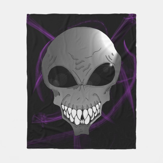 Grey alien Custom Fleece Blanket (Front)