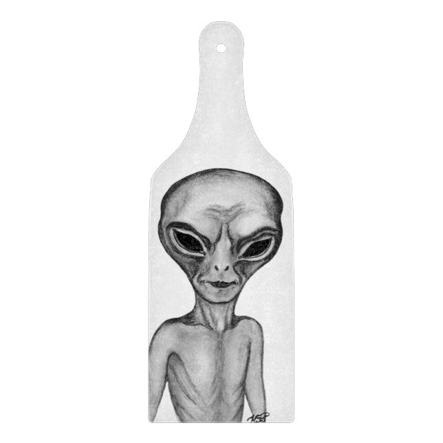 Grey Alien Cutting Board (Front)