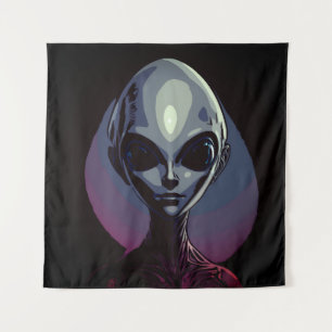 Grey Alien Extraterrestrial Art Tapestry