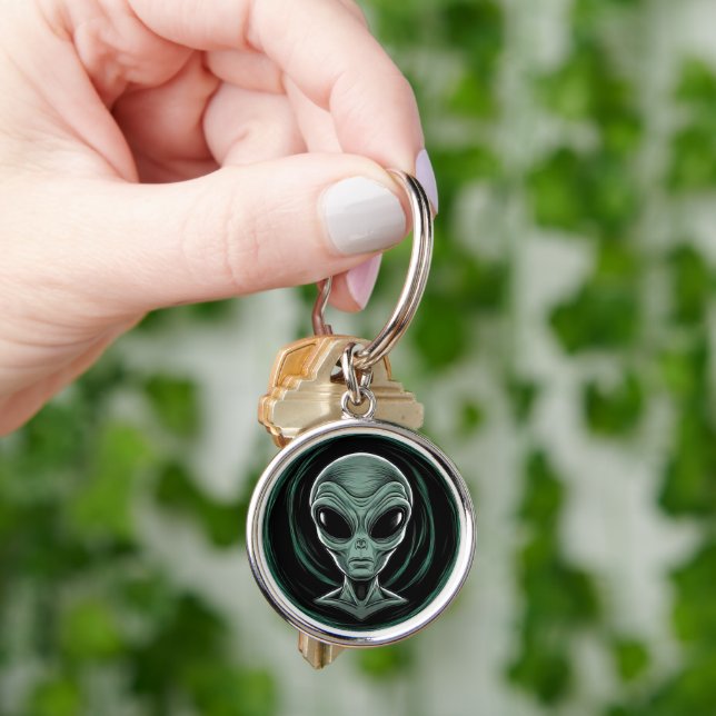 Grey Alien Head Key Ring (Hand)