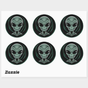 Grey Alien Head Sticker Set
