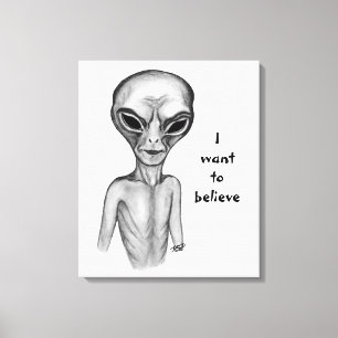Grey Alien , I want to believe Canvas Print