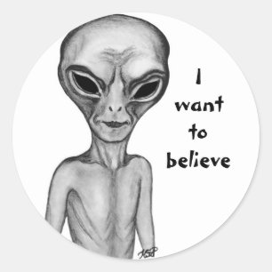 Grey Alien , I want to believe Classic Round Sticker