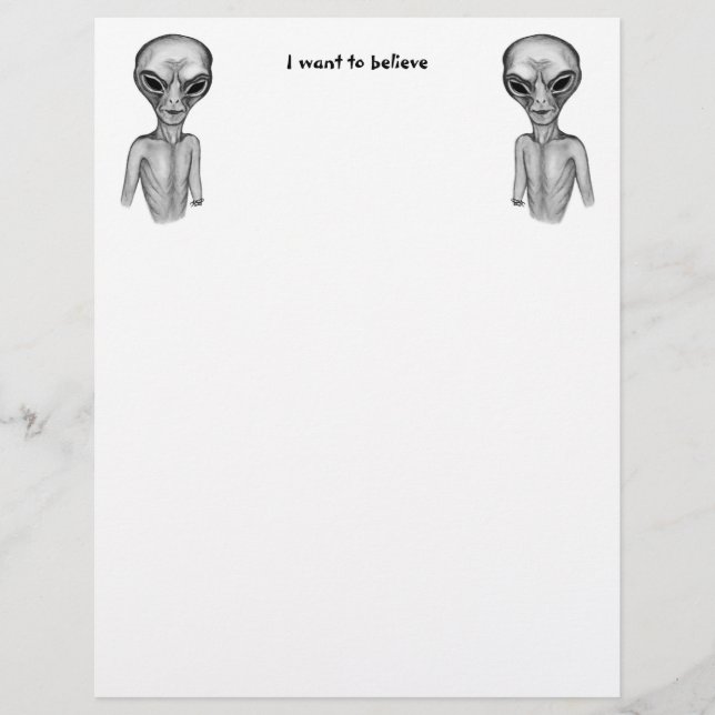 Grey Alien , I want to believe Custom Letterhead (Front)