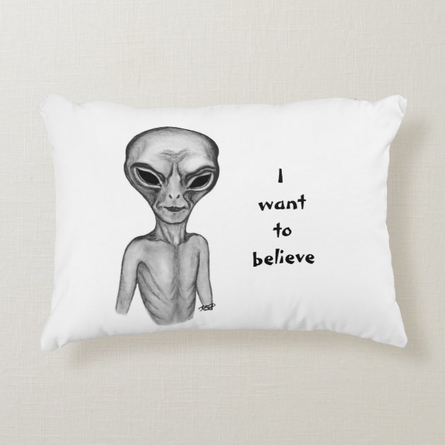 Grey Alien , I want to believe Decorative Cushion (Front)