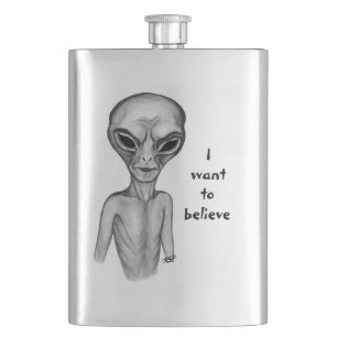 Grey Alien , I want to believe Hip Flask