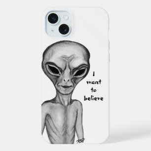Grey Alien , I want to believe iPhone 15 Plus Case