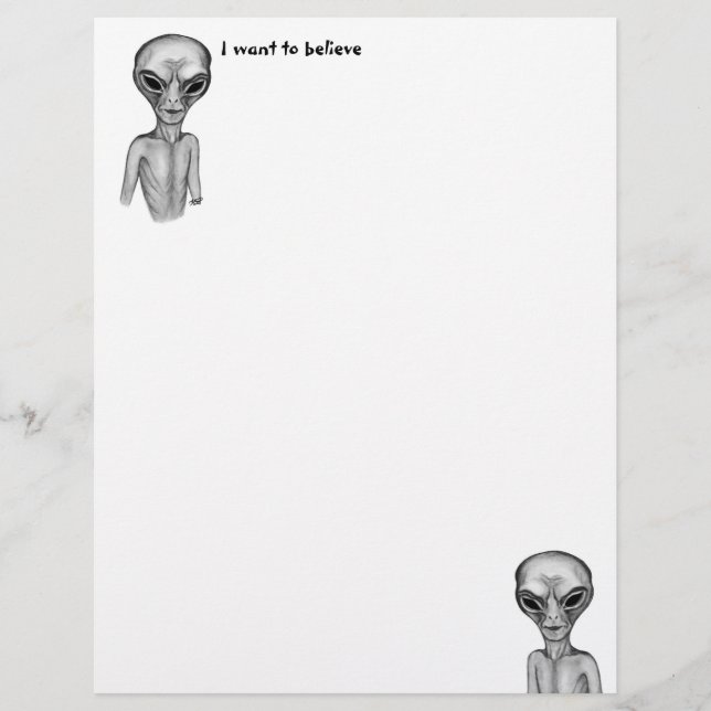 Grey Alien , I want to believe Letterhead (Front)
