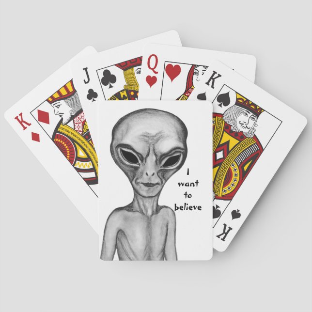 Grey Alien , I want to believe Playing Cards (Back)