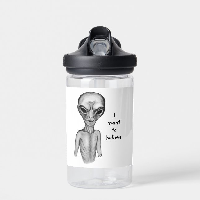 Grey Alien , I want to believe Water Bottle (Front)